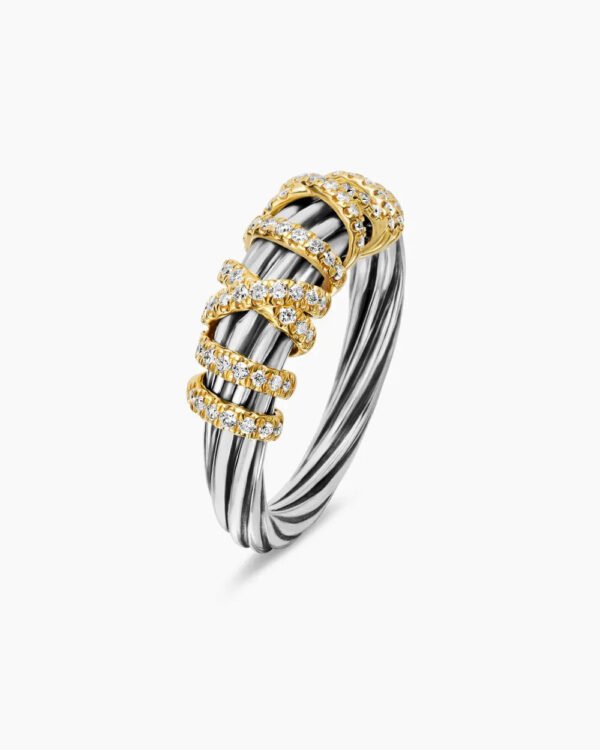 Helena Ring Sterling Silver with 18K Yellow Gold and Diamonds, 7.7mm - 6