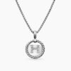 Initial Charm Necklace Sterling Silver with Diamond H