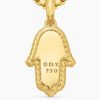 0438BB0F-EA97-DE6B-50DE-BF415921BB1E.jpg Hamsa Amulet 18K Yellow Gold with Pavé Diamonds and Blue Sapphire, 24.6mm