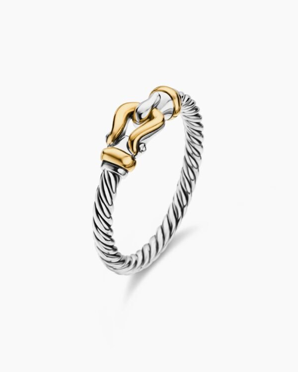 Petite Buckle Ring Sterling Silver with 18K Yellow Gold, 2mm - 6
