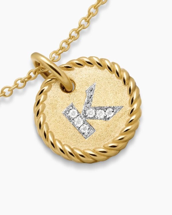 0710B626-47D9-E695-2F44-8A46BC7E9927.jpg Initial Charm Necklace 18K Yellow Gold with Diamond K