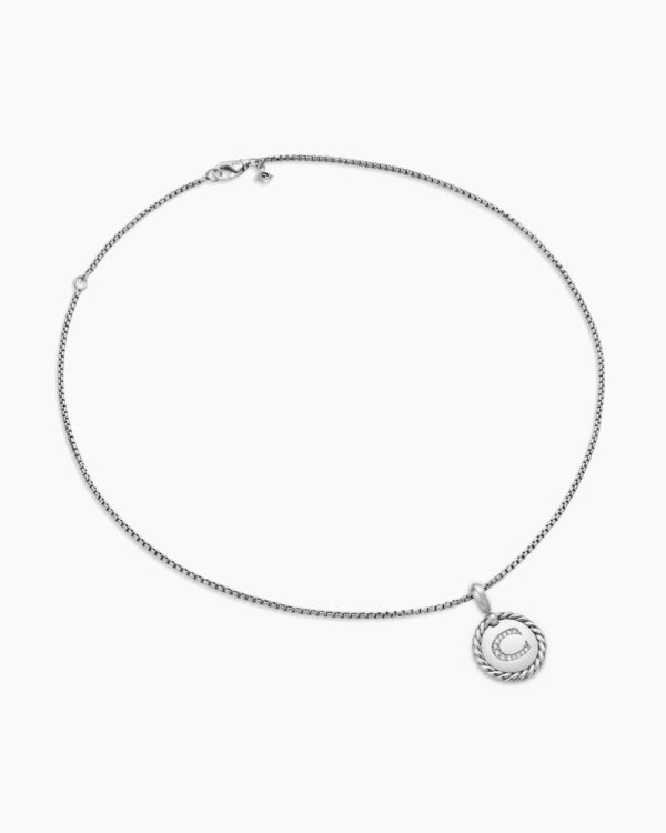 07A73BEA-BE6E-9E76-472A-91316EF14E53.jpg Initial Charm Necklace Sterling Silver with Diamond C