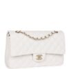 Medium Classic Double Flap Bag White Caviar Light Gold Hardware