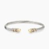 Helena Bracelet Sterling Silver with 18K Yellow Gold Domes and Diamonds, 4mm