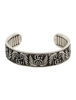 Leaf Motif Double G Cuff Bracelet