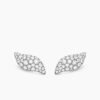 Petite Pav&eacute; Flute Stud Earrings Sterling Silver with Diamonds, 10.6mm