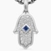 0AAEA743-BC94-4CB5-9548-1161D82C7CC9.jpg Hamsa Amulet 18K White Gold with Pavé Diamonds and Blue Sapphire, 24.6mm