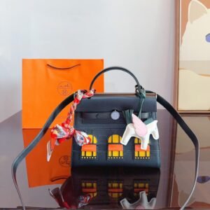 Birkin 25 Black  Bag - Black