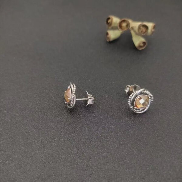 0BC83234-7017-4EFC-9BED-6F6C3D5BC4E8.jpg Infinity Stud Earrings Sterling Silver with Champagne Diamond, 13mm