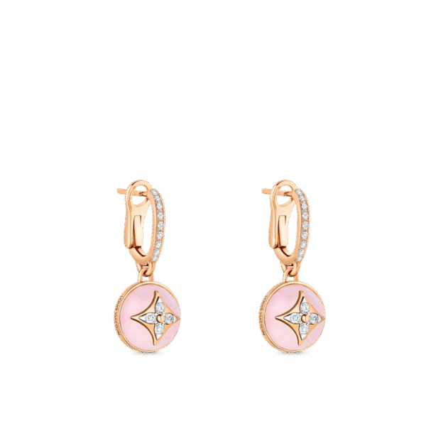 B Blossom Earrings, Pink Gold, White Gold, Pink Opal And Diamonds