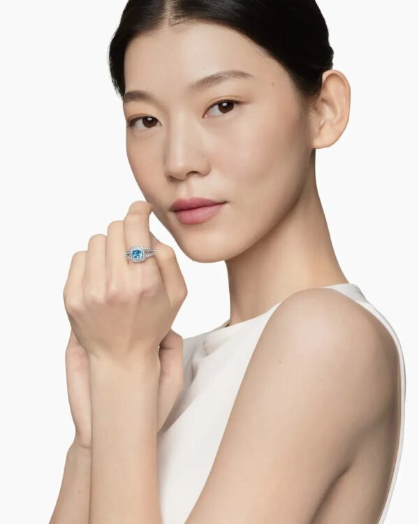 11580879-BCB6-CF5D-D381-A6A39FB2E147.jpg Petite Albion® Ring Sterling Silver with Blue Topaz and Diamonds - 6