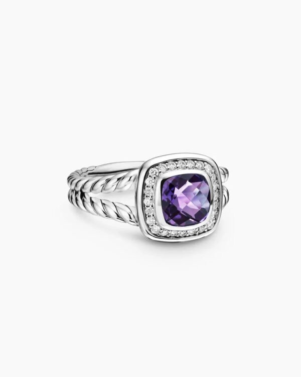12349FE1-7147-E9CF-3670-86B69B134B40.jpg Petite Albion® Ring Sterling Silver with Amethyst and Diamonds - 6