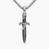 Waves Dagger Amulet Sterling Silver with Black Diamonds