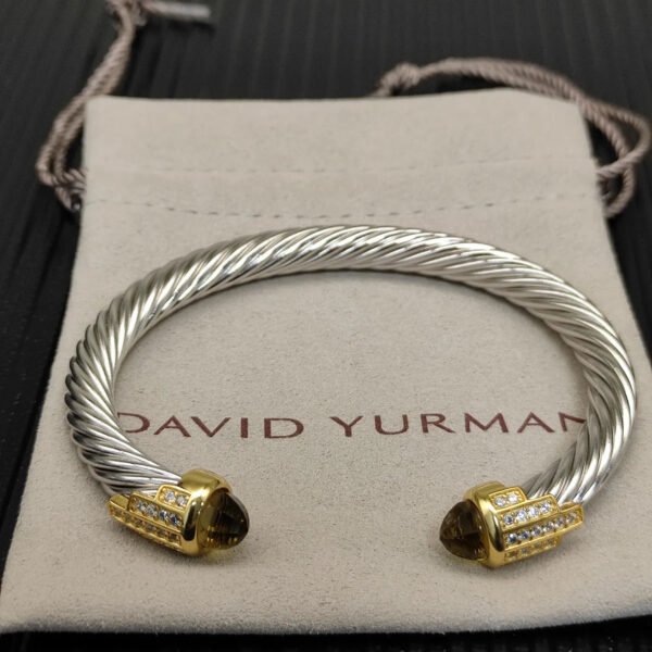1481368D-8BF8-BD5D-7B7D-4261BD426206.jpg 7mm Cable Bracelet with Brown & Diamond Accents ??Gold Cap