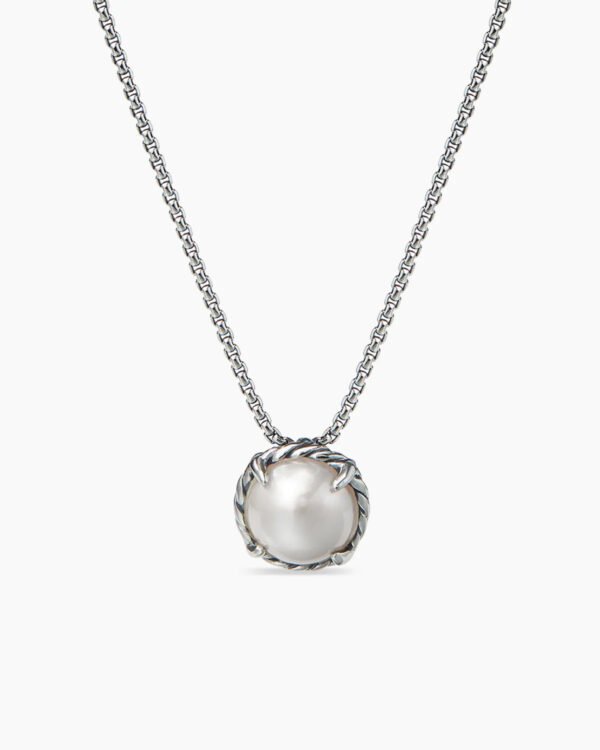 Petite Chatelaine Necklace Sterling Silver with Pearl, 10mm