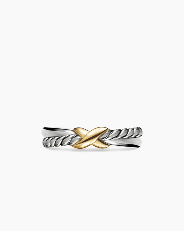 14C5BCBF-5A7A-9E19-9B4D-36A51110044C.jpg Petite X Ring Sterling Silver with 18K Yellow Gold - 6