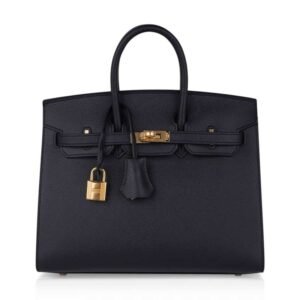 Birkin Sellier 25 Black Gold Hardware Epsom Leather New w/Box