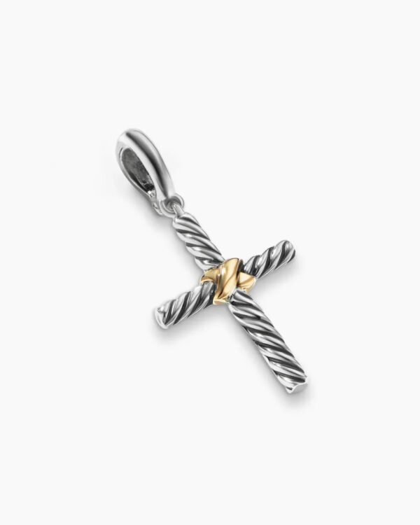 151F1816-091D-3F2C-85E9-DCE157B09DD8.jpg Petite X Cross Pendant Sterling Silver with 18K Yellow Gold, 19.5mm