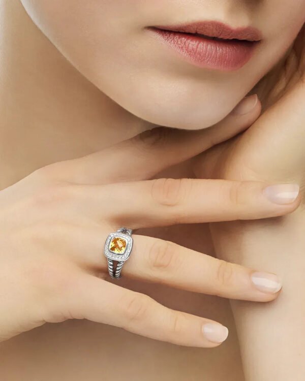 1690B035-86F6-8348-53A9-9E3CF4A4DD09.jpg Petite Albion® Ring Sterling Silver with Citrine and Diamonds - 6