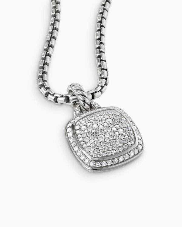 Albion Pendant Sterling Silver with Pave Diamonds, 14mm