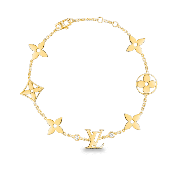 IDYLLE BLOSSOM MONOGRAM BRACELET, YELLOW GOLD AND DIAMONDS