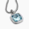 Albion Pendant Sterling Silver with Blue Topaz and Diamonds, 14mm