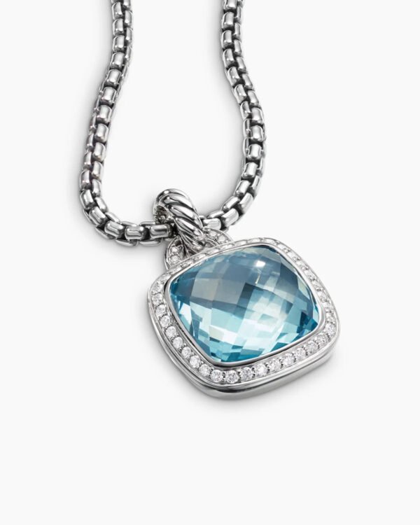 Albion Pendant Sterling Silver with Blue Topaz and Diamonds, 14mm