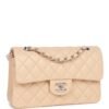 191FE533-6235-85A2-0E74-F049711CECA3.jpg Small Classic Double Flap Beige Lambskin Silver Hardware