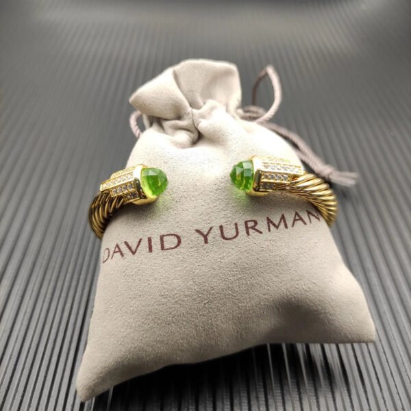7mm Cable Bracelet with Peridot & Diamond Accents