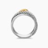 X Crossover Band Ring Sterling Silver with 18K Yellow Gold - 6