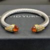7mm Cable Bracelet with Champagne & Diamond Accents ??Gold Cap