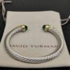 7mm Cable Bracelet with Peridot & Diamond Accents ??Gold Cap