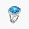 Albion&reg; Ring Sterling Silver with Blue Topaz and Diamonds, 14mm - 6