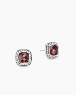 1B512FE3-0737-A9AF-B1ED-996537537C77.jpg Albion® Stud Earrings Sterling Silver with Garnet and Diamonds, 7mm