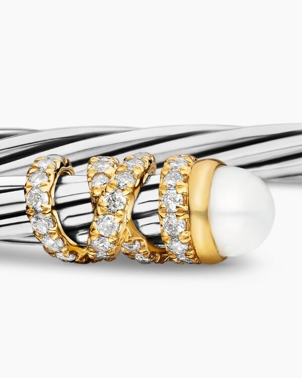 Helena Bracelet Sterling Silver with 18K Yellow Gold, Pearls and Diamonds, 4mm