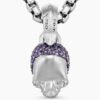 1DD3547C-1AF4-E03A-8EAB-85DABBA4E23C.jpg Skull Amulet Full Pavé Purple Sapphires and 18K White Gold, 14mm