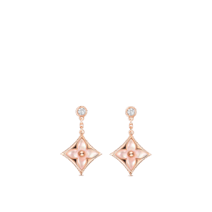 Color Blossom BB Star Ear Studs, Pink gold, pink Mother of pearl and diamonds