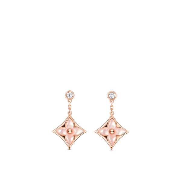 208DA417-0E53-A476-779D-DC0DC033D118.png Color Blossom BB Star Ear Studs, Pink gold, pink Mother of pearl and diamonds