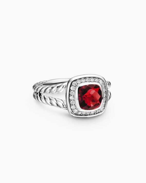 20BDF79A-7754-6D62-3BF3-70A2A69D1E35.jpg Petite Albion® Ring Sterling Silver with Garnet and Diamonds - 6