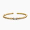 20DA6601-5877-5BC3-FD0E-715A235D444A.jpg X Cablespira® Station Bracelet 18K Yellow Gold with Pavé Diamonds, 4mm