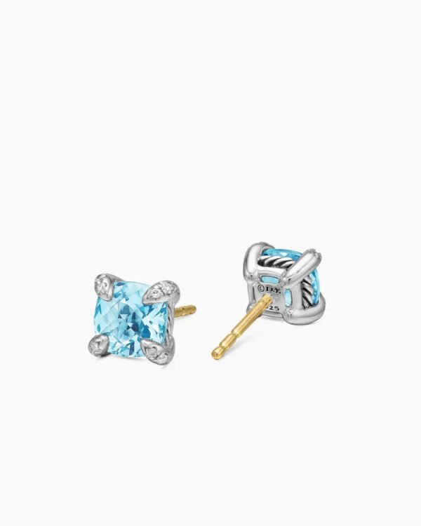 21EB1EA0-078E-5B03-DFEE-A51ACF2423B5.jpg Petite Chatelaine® Stud Earrings Sterling Silver with Blue Topaz and Diamonds