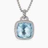 Albion Pendant Sterling Silver with Blue Topaz and Diamonds, 14mm