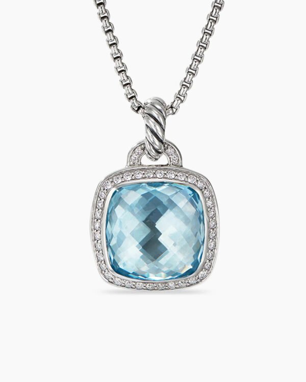 Albion Pendant Sterling Silver with Blue Topaz and Diamonds, 14mm