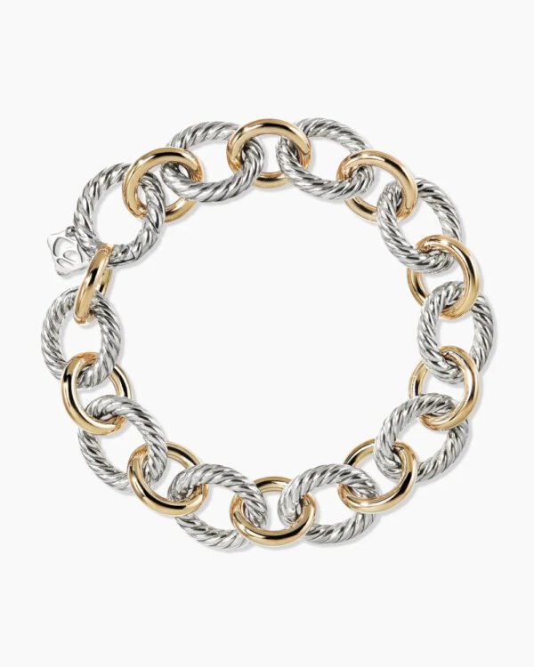 23BB924E-57C7-14E9-C4FD-1174A000D870.jpg Oval Link Chain Bracelet Sterling Silver with 18K Yellow Gold, 12mm - 19cm