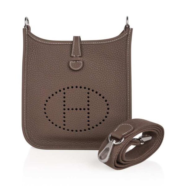 27910541-BE13-2626-D4BE-E9A927463233.jpg Mini Evelyne TPM Bag Etoupe Clemence Leather with Palladium Hardware