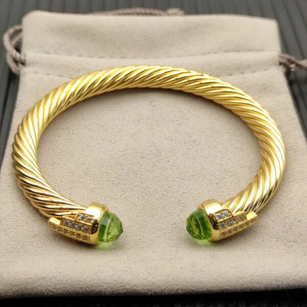 7mm Cable Bracelet with Peridot & Diamond Accents
