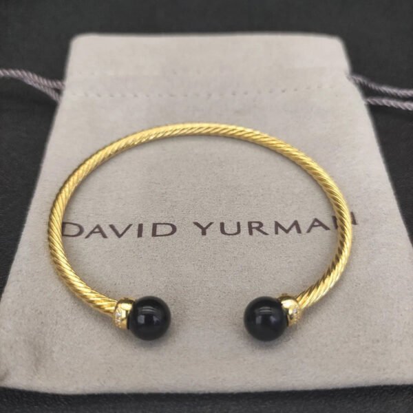 28732455-A318-F7CE-7ABB-5314BDAAEF75.jpg Solari Cablespira® Bracelet 18K Yellow Gold with Black Agate and Diamonds, 3mm