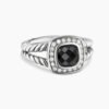 Petite Albion&reg; Ring Sterling Silver with Black Onyx and Diamonds, 7mm