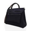 Herbag Zip 31 Bag Retourne Black Toile & Blue Indigo Vache Hunter Leather with Palladium Hardware
