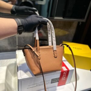 Fendi Dove-Coloured Leather Roll Mini Bag - Brown